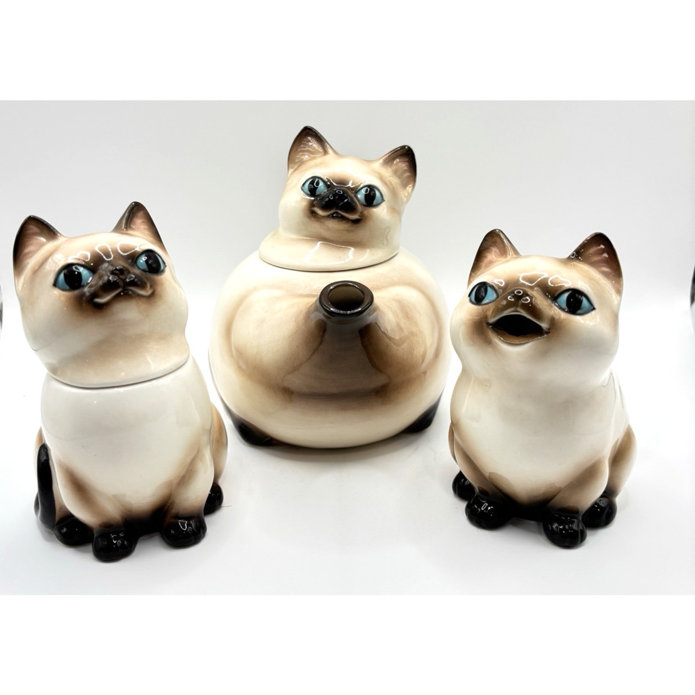 Vintage Norcrest TM 50 & 51 Teapot Set W/ Creamer & Sugar Bowl Hand Decorated